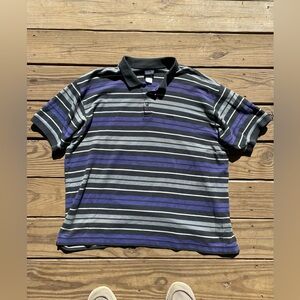 Men’s Patagonia Size XL Striped Polo Shirt in Black, Gray, and Purple